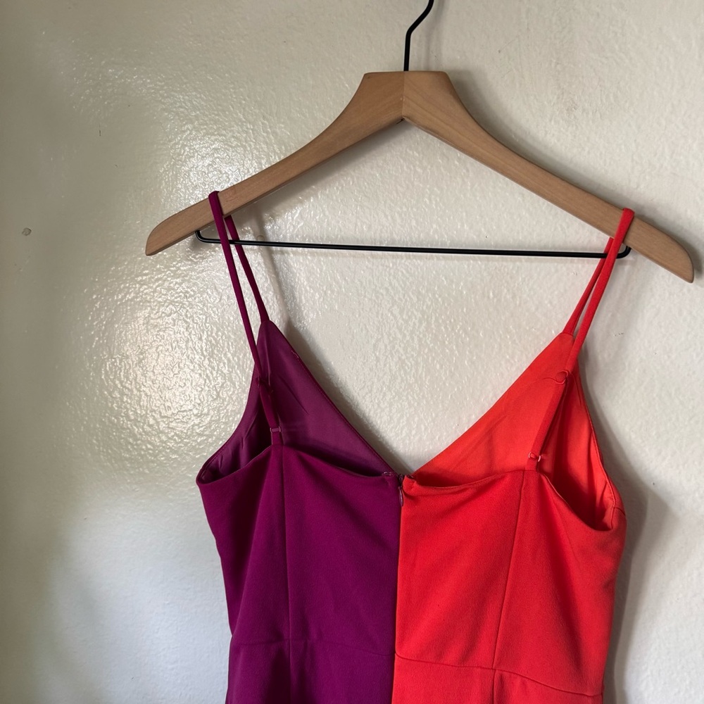 Lulus | Perfect Duo Coral Red and Purple Color Block Bodycon Mini Dress - Picture 7 of 7
